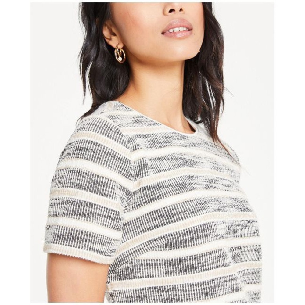 Ann Taylor Textured Stripe Knit Shift Dress - Picture 3 of 8
